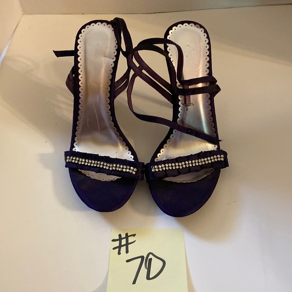 Purple satin stoned high heels size 6.5. Heel height 4.5 inch